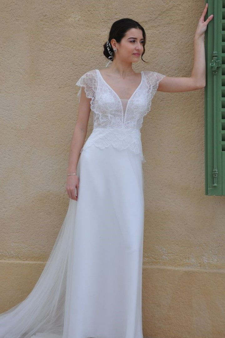 Robe de mariée bohème champêtre en dentelle