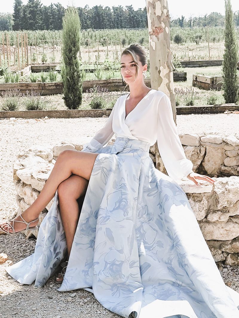 Robe de mariée bleue, originale