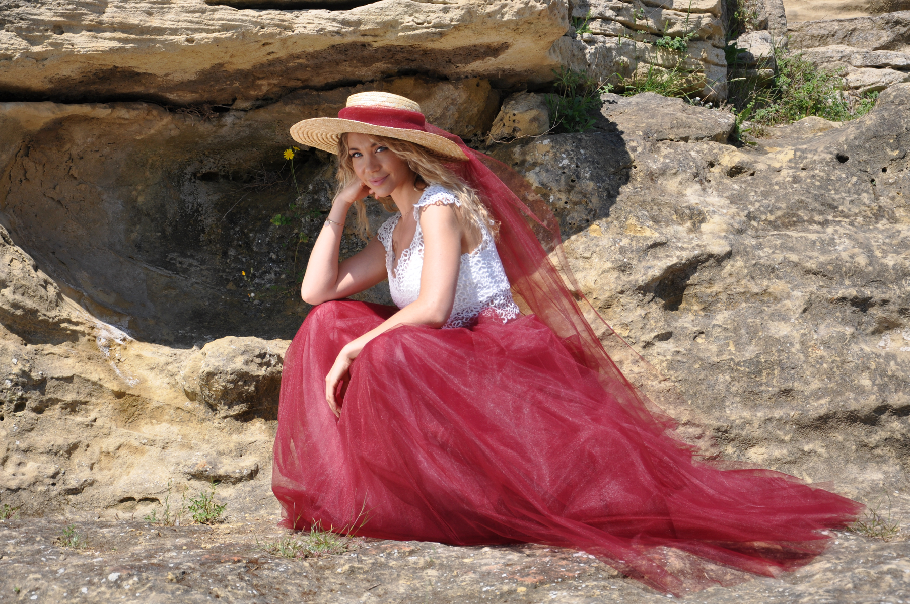 Robe de mariée bordeaux