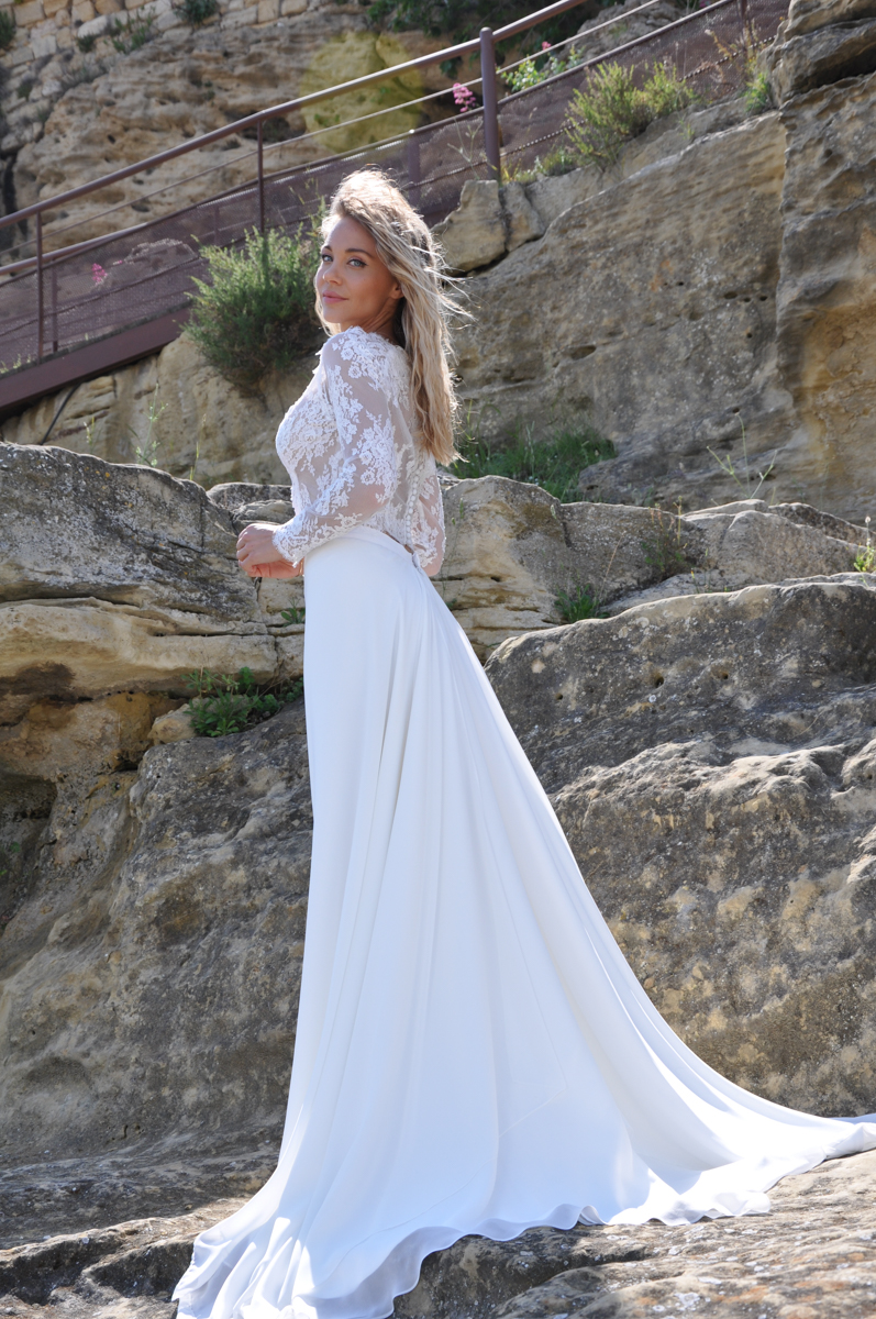 Robe de mariée bohème manche longue